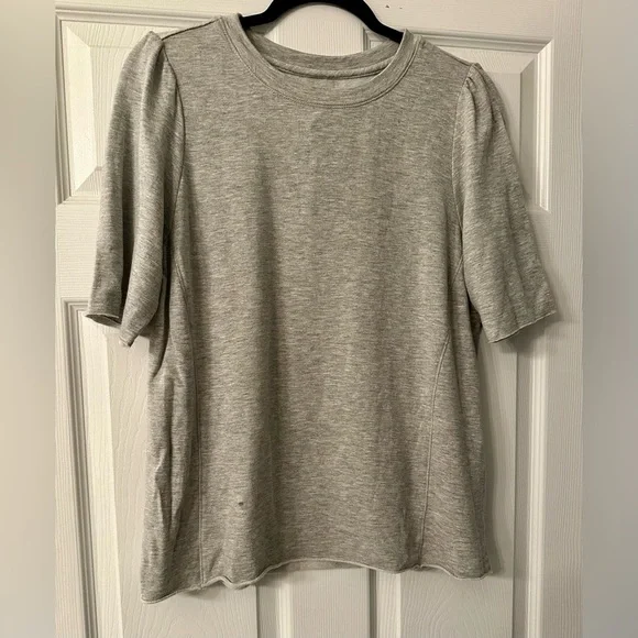 FOR THE REPUBLIC S Gray Puff Sleeve Lightweight Short Sleeve Sweatshirt R $58 - Picture 6 of 11
